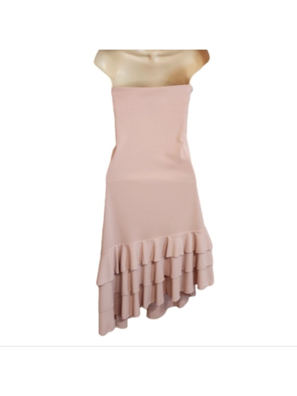 Express Pink Strapless Shirred Ruffle Bodycon Knit Dress Size 14 - Picture 5 of 10